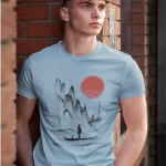 Traditional Japanese Waterart Half Sleeve Printed T-shirt For Men