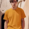 Mustard Plain Half Sleeves T shirt For Men