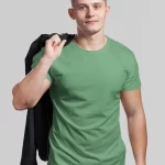 Sage Green Plain Half-Sleeve T-Shirt for Men