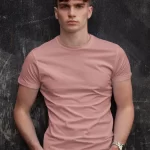 Peach Blossom Plain Half-Sleeve T-Shirt for Men