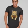 Purrfection in Print: Realistic Cat Half Sleeves Printed T-shirt For Men