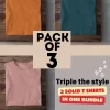 Essential Trio: 3 Plain T-Shirts in One Pack – Combo A Half-Sleeve T-Shirt for Men