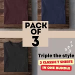 Essential Trio: 3 Plain T-Shirts in One Pack - Combo B Half-Sleeve T-Shirt for Men