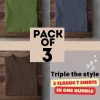 Essential Trio: 3 Plain T-Shirts in One Pack – Combo C Half-Sleeve T-Shirt for Men