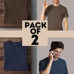 Twinning In Style: 2 Plain T-Shirts in One Pack - Combo C Half-Sleeve T-Shirt for Men