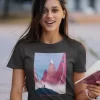 Giant Rock Fantasy Landscape Half Sleeves Printed T-shirt – Unisex