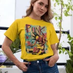 Punk Rock Art Abstract Half Sleeves Printed T shirt - Unisex