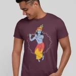 Lord Krishna Half Sleeves Printed T-shirt For Men